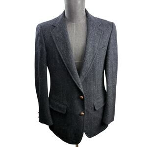 Harris Tweed Stanley Blacker Scottish Wool Gray Tweed Herringbone Blazer…